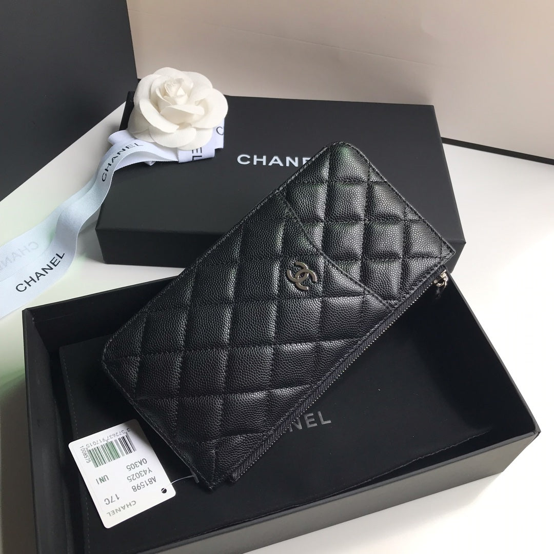 CHANEL MOBILE PURSE 19.5 BLACK GRAINED CALFSKIN ICON