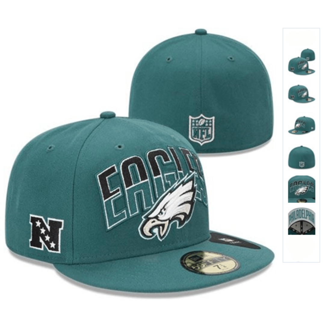 Philadelphia Eagles Green Fitted Hat with Team Logo and NFC Patch