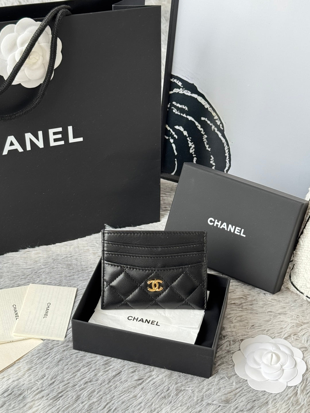 CHANEL 25S CARD HOLDER 11 IN BLACK LAMBSKIN GOLD HARDWARE