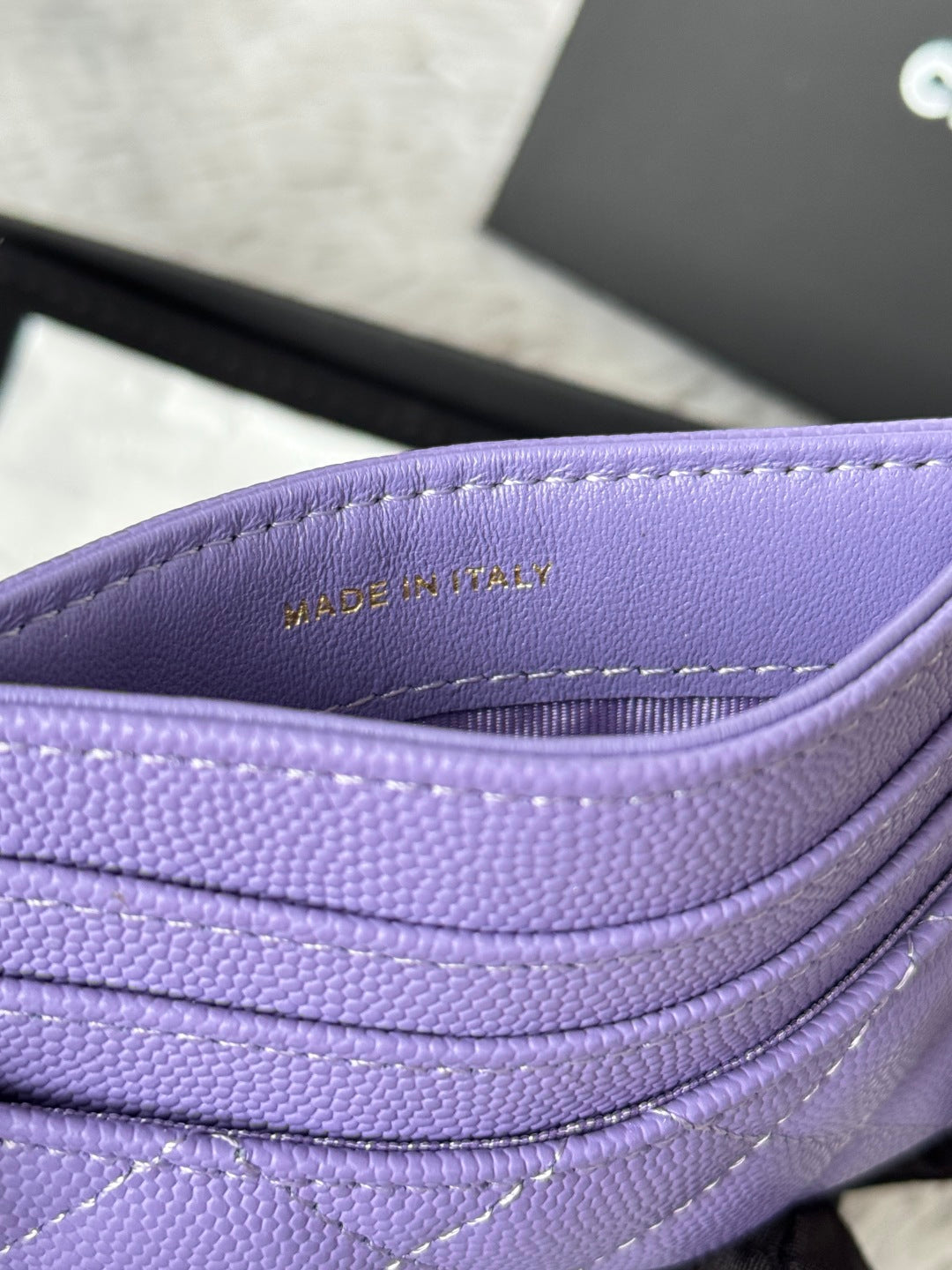 CHANEL 25S CARD HOLDER 11 IN LAVENDER PURPLE CAVIAR GOLD HARDWARE