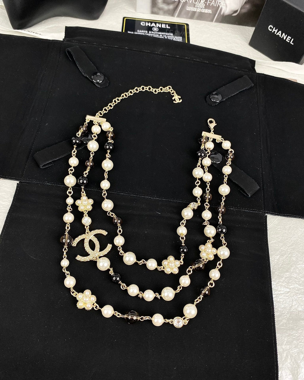 18K  Chanel 24B Long Pearls Necklace