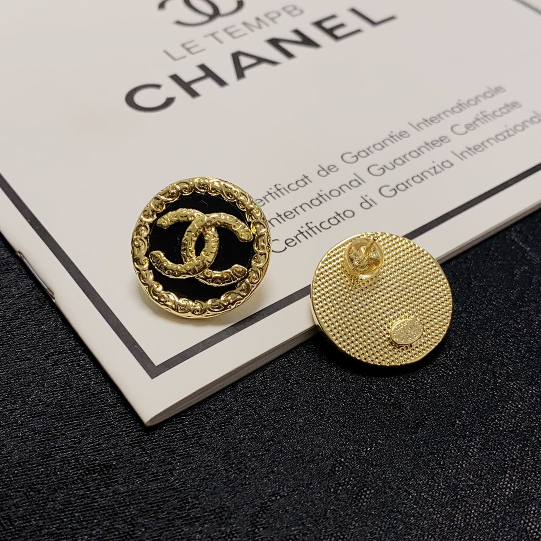 18K  Chanel Black & Red Earrings