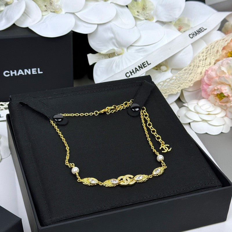 18K  Chanel 26C Crystal Gold Necklace