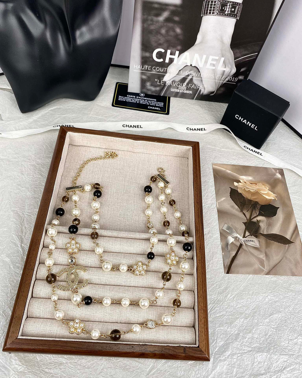 18K  Chanel 24B Long Pearls Necklace