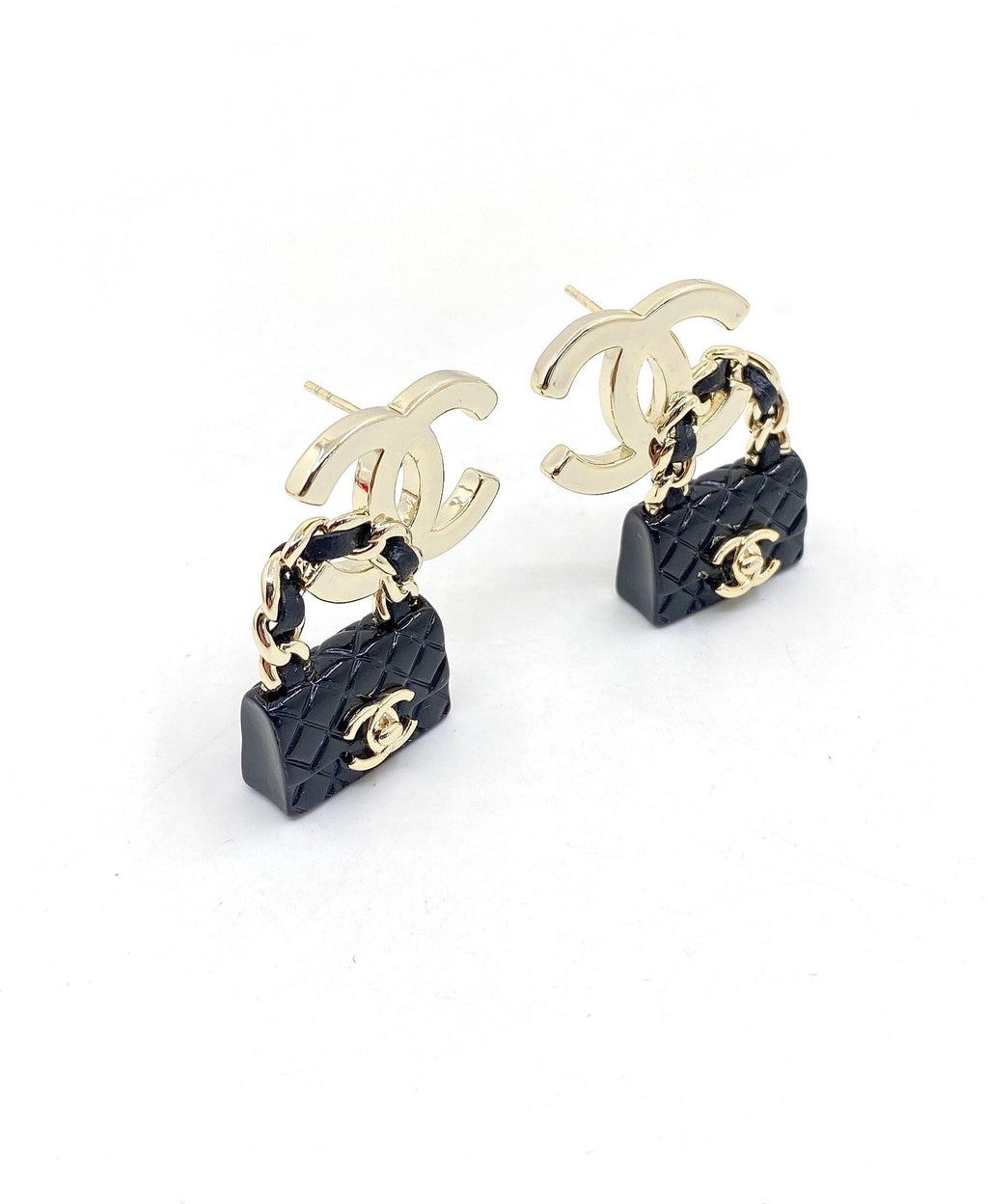 18K  Chanel Bag Drop Earrings